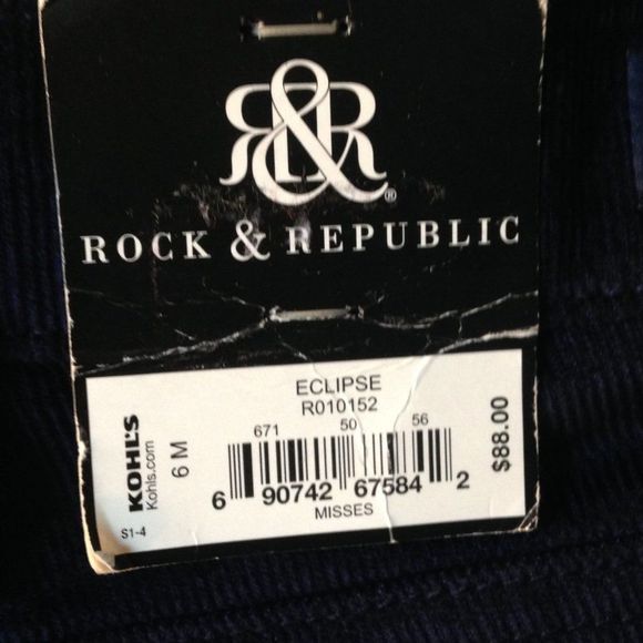 Rock & Republic Skinny Berlin Corduroy Pant 6M NWT - Picture 3 of 13